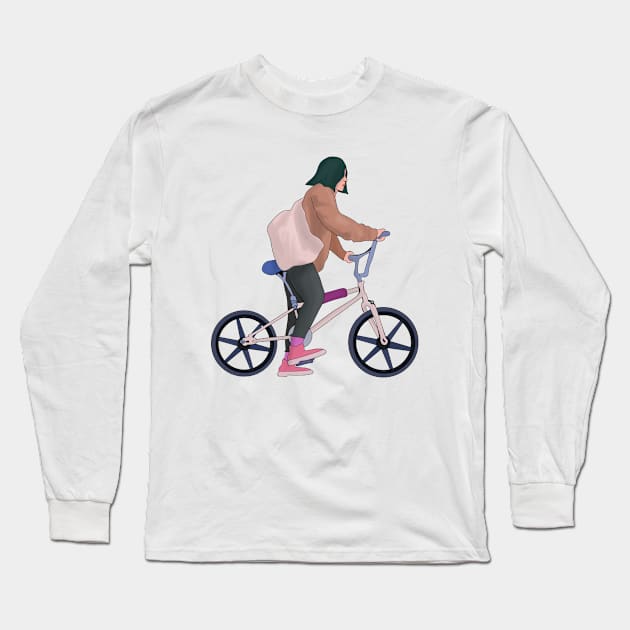 Bicycles and papers 80's Long Sleeve T-Shirt by DiegoCarvalho